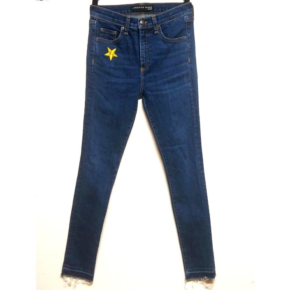 Veronica Beard Jeans Blue Kate Skinny 10” High Rise Stretch Grotto 28x28.5 EUC